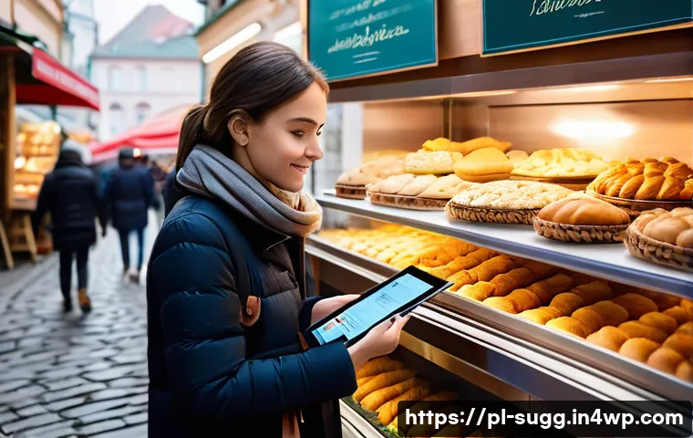 AI 추천 시스템의 국제화 및 로컬화 전략 - **Prompt:** A bustling, vibrant Polish market scene with a young woman, dressed in stylish but comfo...