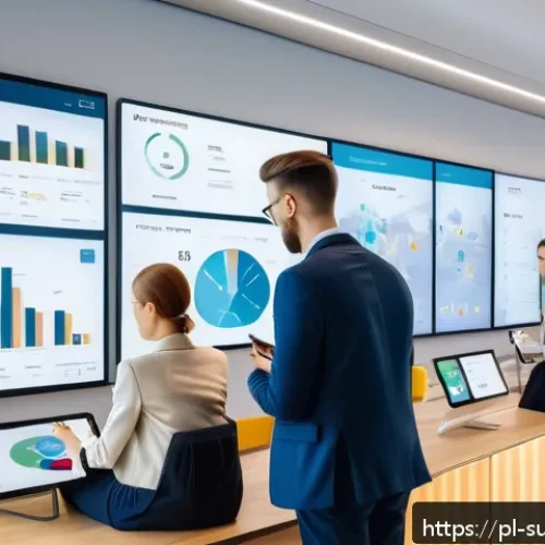Home 17 추천 알고리즘의 종류와 특징 - A modern e-commerce dashboard scene showing a diverse group of Polish customers interacting with an ...
